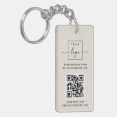Logo 3 QR-codes aangepaste tekst ivoor of kleur Sleutelhanger (Voorkant Links)