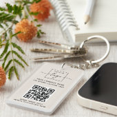 Logo 3 QR-codes aangepaste tekst ivoor of kleur Sleutelhanger (Voorkant Rechts)
