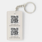 Logo 3 QR-codes aangepaste tekst ivoor of kleur Sleutelhanger (achterkant)