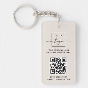 Logo 3 QR-codes aangepaste tekst ivoor of kleur Sleutelhanger