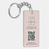 Logo 3 QR-codes aangepaste tekst licht wazig roze Sleutelhanger (Voorkant Links)