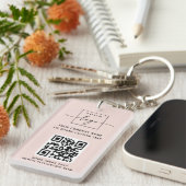 Logo 3 QR-codes aangepaste tekst licht wazig roze Sleutelhanger (Voorkant Rechts)