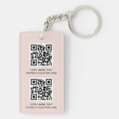 Logo 3 QR-codes aangepaste tekst licht wazig roze Sleutelhanger (achterkant)
