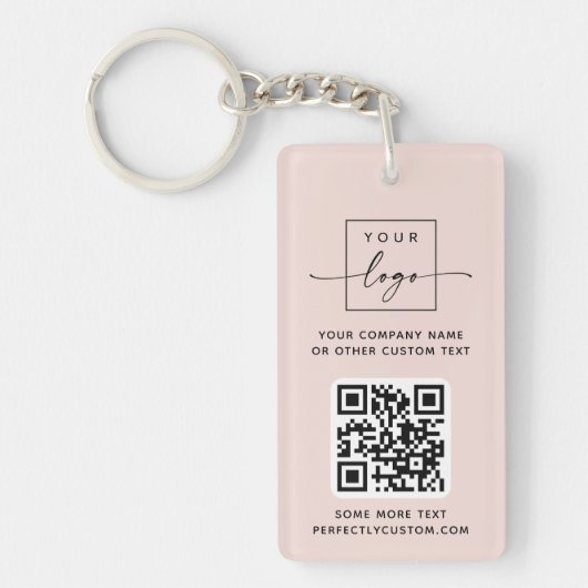 Logo 3 QR-codes aangepaste tekst licht wazig roze Sleutelhanger (Voorkant)