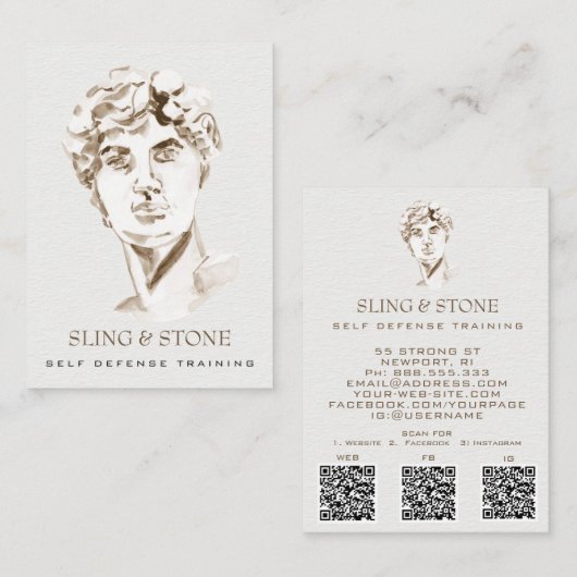 *~* Logo 3 QR - Mythologie DAVID AP45 Griekse God Visitekaartje (Voorkant / Achterkant)