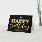 Logo 3d Gold Lettering Business Birthday Black Kaart (Voorkant)