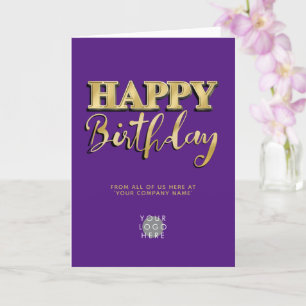 Logo 3d Gold Lettering Business Birthday Paars Kaart