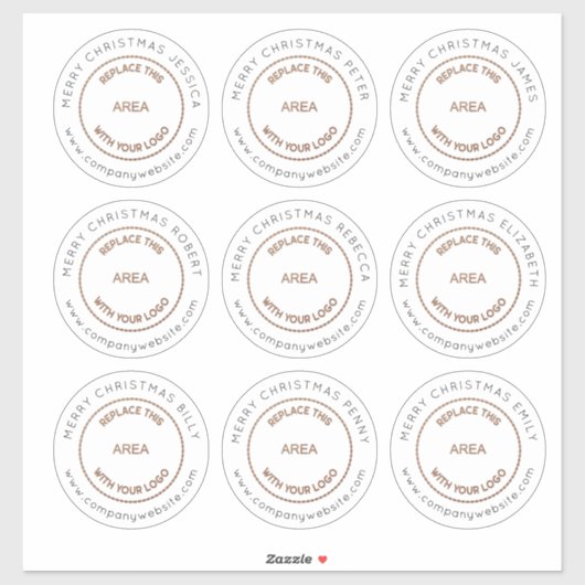 Logo 9 Grote individuele naam Vrolijk kerstfeest Sticker (Vel)