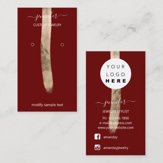 Logo Aangepaste juwelenkaart Sociale Media Gold Ma Visitekaartje (Voorkant / Achterkant)