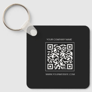Logo, aangepaste QR-code tekst dubbelzijdig zwart Sleutelhanger