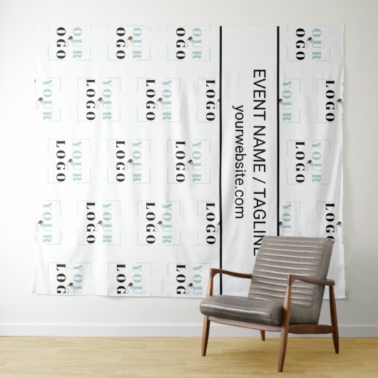 Logo Aangepaste tekst Half Drop Herhaling Witte Ac Wandkleed (In Situ (horizontaal))