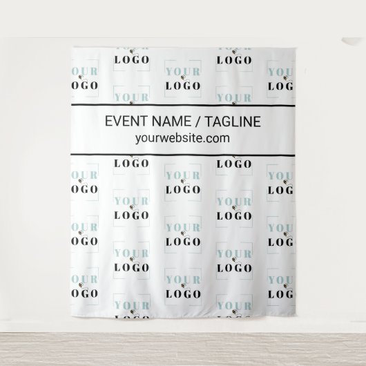 Logo Aangepaste tekst Half Drop Herhaling Witte Ac Wandkleed (Voorkant)