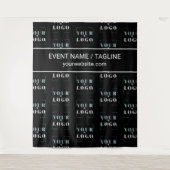 Logo Aangepaste tekst Half Drop Herhaling Zwarte A Wandkleed (Voorkant)