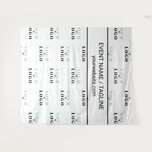 Logo aangepaste tekst halve val witte achtergrond wandkleed (Voorkant (horizontaal))