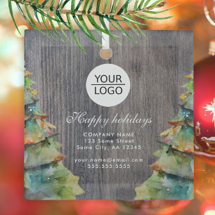 Logo Aangepaste Tekst Houten Kerstboom Promotie To Glas Ornament