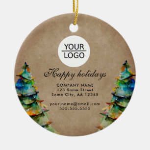 Logo Aangepaste Tekst Kerstboom Promotie Toevoegen Keramisch Ornament