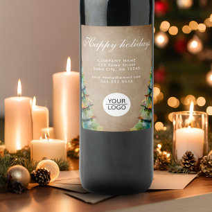 Logo Aangepaste Tekst Kerstboom Promotie Toevoegen Wijn Etiket
