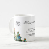 Logo Aangepaste tekst toevoegen Kerstbomen Promoti Koffiemok (Voorkant links)