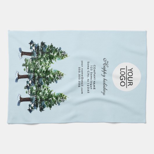 Logo Aangepaste tekst toevoegen Pine Tree Promotie Theedoek (Horizontaal)