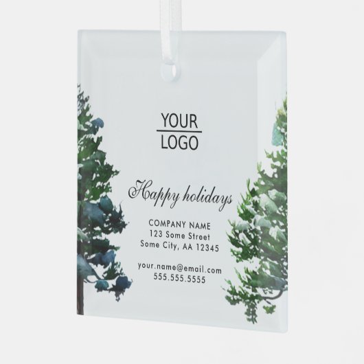 Logo Aangepaste tekst toevoegen Snow Winter Tree P Glas Ornament (Voorkant links)