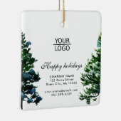 Logo Aangepaste tekst toevoegen Snow Winter Tree P Keramisch Ornament (Rechts)