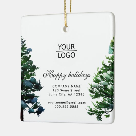 Logo Aangepaste tekst toevoegen Snow Winter Tree P Keramisch Ornament (Links)