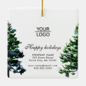 Logo Aangepaste tekst toevoegen Snow Winter Tree P Keramisch Ornament (Achterkant)
