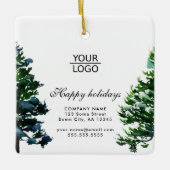 Logo Aangepaste tekst toevoegen Snow Winter Tree P Keramisch Ornament (Voorkant)