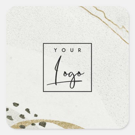 Logo abstracte steengrijze ijzige Waterverf Vierkante Sticker (Voorkant)