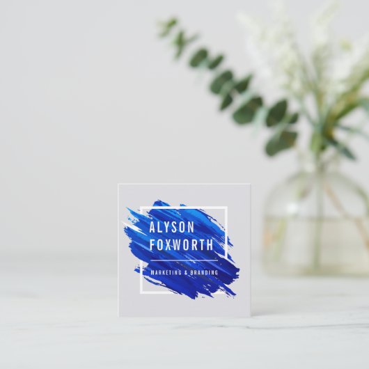 Logo abstracte verf vierkante visitekaartje (Staand voorkant)