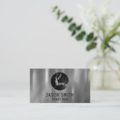 Logo | Achtergrond metallisch grijs Visitekaartje (Staand voorkant)