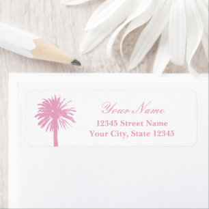 Logo adreslabels met bleke roze palmboom etiket