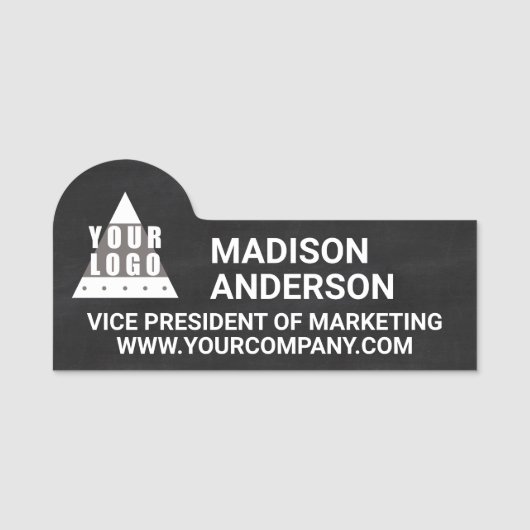 Logo-alkboard zwart-witkool werknemer naamplaatje (Voorkant)