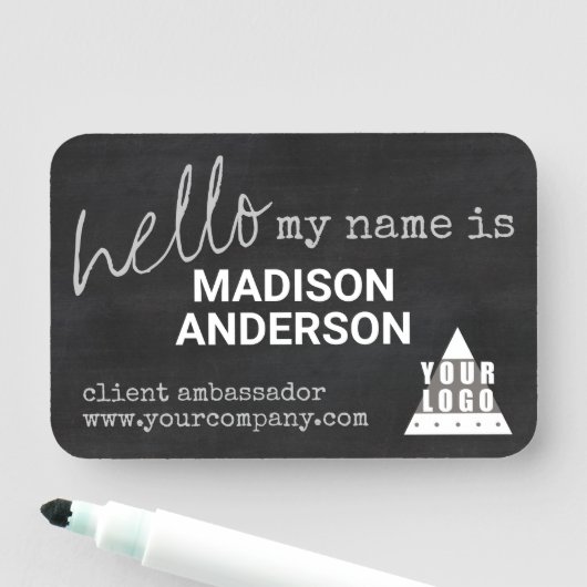 Logo-alkbordtypografie HALLO herbruikbaar Naamplaatje (In situ)