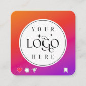 Logo and QR Code Instagram style Vierkante Visitekaartje (Voorkant)