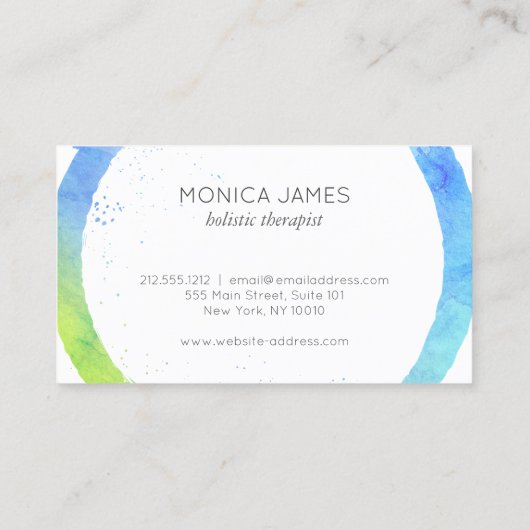 Logo Aqua Blue Waterverf gekleurde cirkel Visitekaartje (Achterkant)