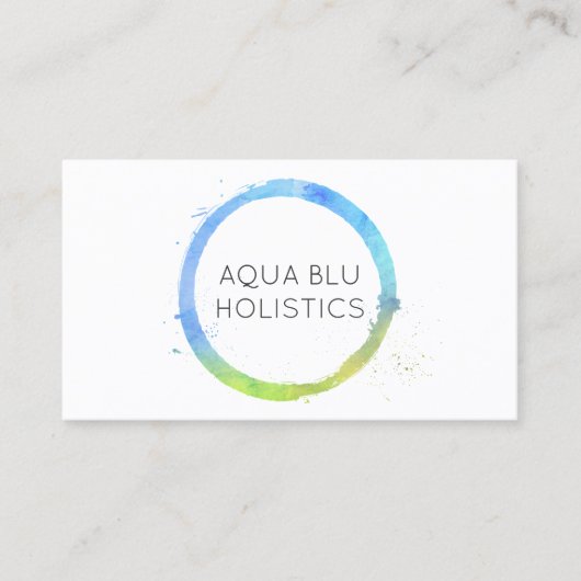 Logo Aqua Blue Waterverf gekleurde cirkel Visitekaartje (Voorkant)
