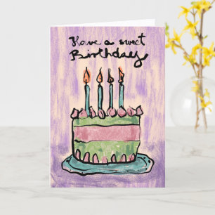 Logo Artistiek Handgetekende Cake Blauw Paars Verj Kaart