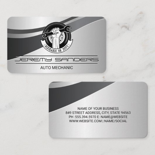 Logo Auto Car Reparatie | Monteur in Dienst Visitekaartje (Voorkant / Achterkant)