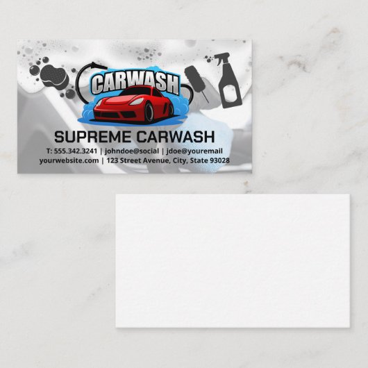 Logo Autowasserij | Schoonmaakpictogrammen Visitekaartje (Voorkant / Achterkant)