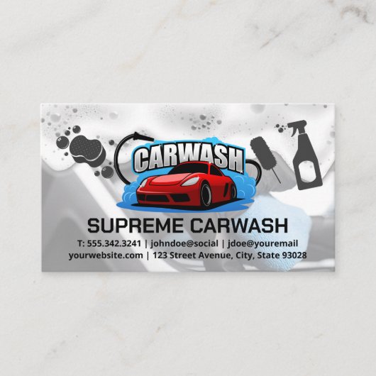 Logo Autowasserij | Schoonmaakpictogrammen Visitekaartje (Voorkant)