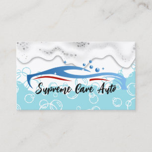 Logo autowasserij zeep schuim blauwe water bubbe visitekaartje