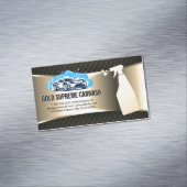 Logo Autowasstraat | Schoonmaakdienst Goud Metaal Magnetisch Visitekaartje (Voorbeeld)