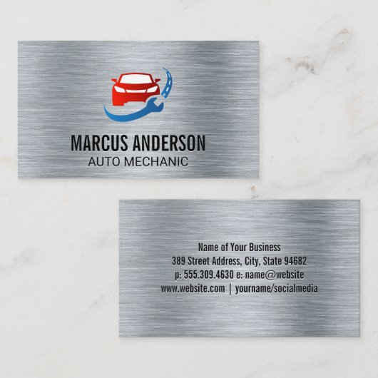 Logo autoweg | Achtergrond met metalen borstel Visitekaartje (Voorkant / Achterkant)