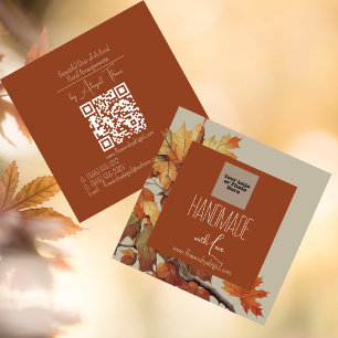 Logo Autumn   Herfst Bloemen Handgemaakte Crafting Vierkante Visitekaartje