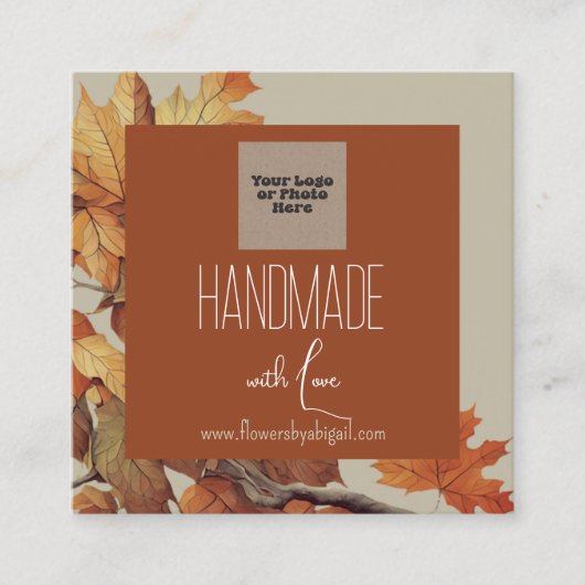 Logo Autumn | Herfst Bloemen Handgemaakte Crafting Vierkante Visitekaartje (Voorkant)