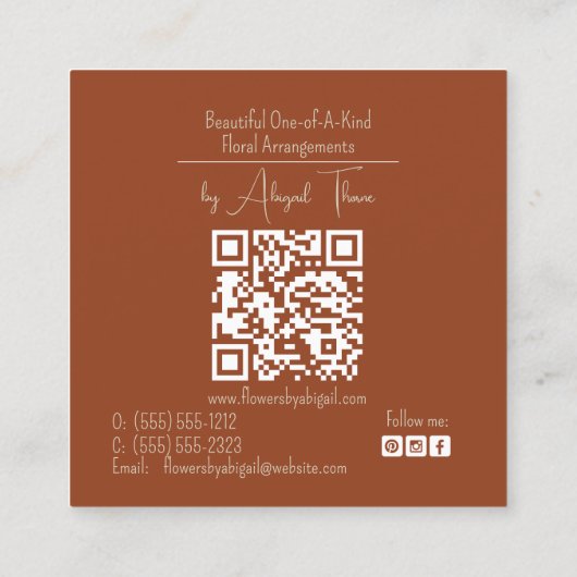 Logo Autumn | Herfst Bloemen Handgemaakte Crafting Vierkante Visitekaartje (Achterkant)