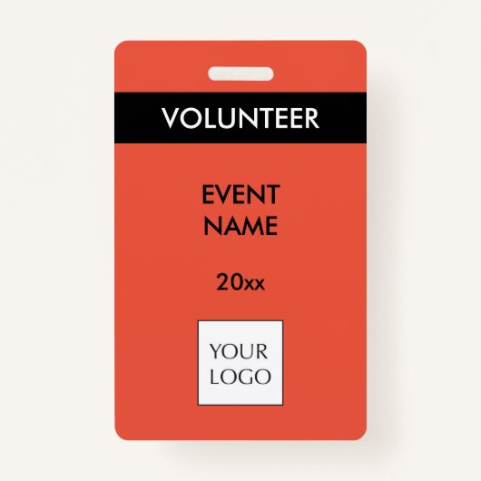 Logo-badge voor Coral Red en Black Event Volunteer Badge (Voorkant)