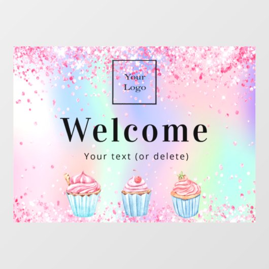 Logo bakkerij pastry shop holografische welkom raamsticker (Vel)