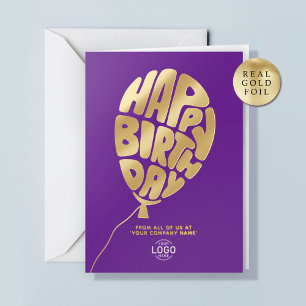 Logo Ballon Paars Zakelijk Folie Verjaardagskaart Feestdagenkaart